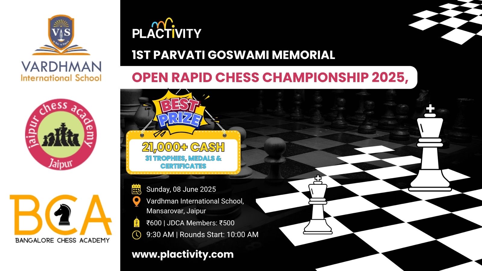 1st Parvati Goswami Memorial Open Rapid Chess Championship 2025