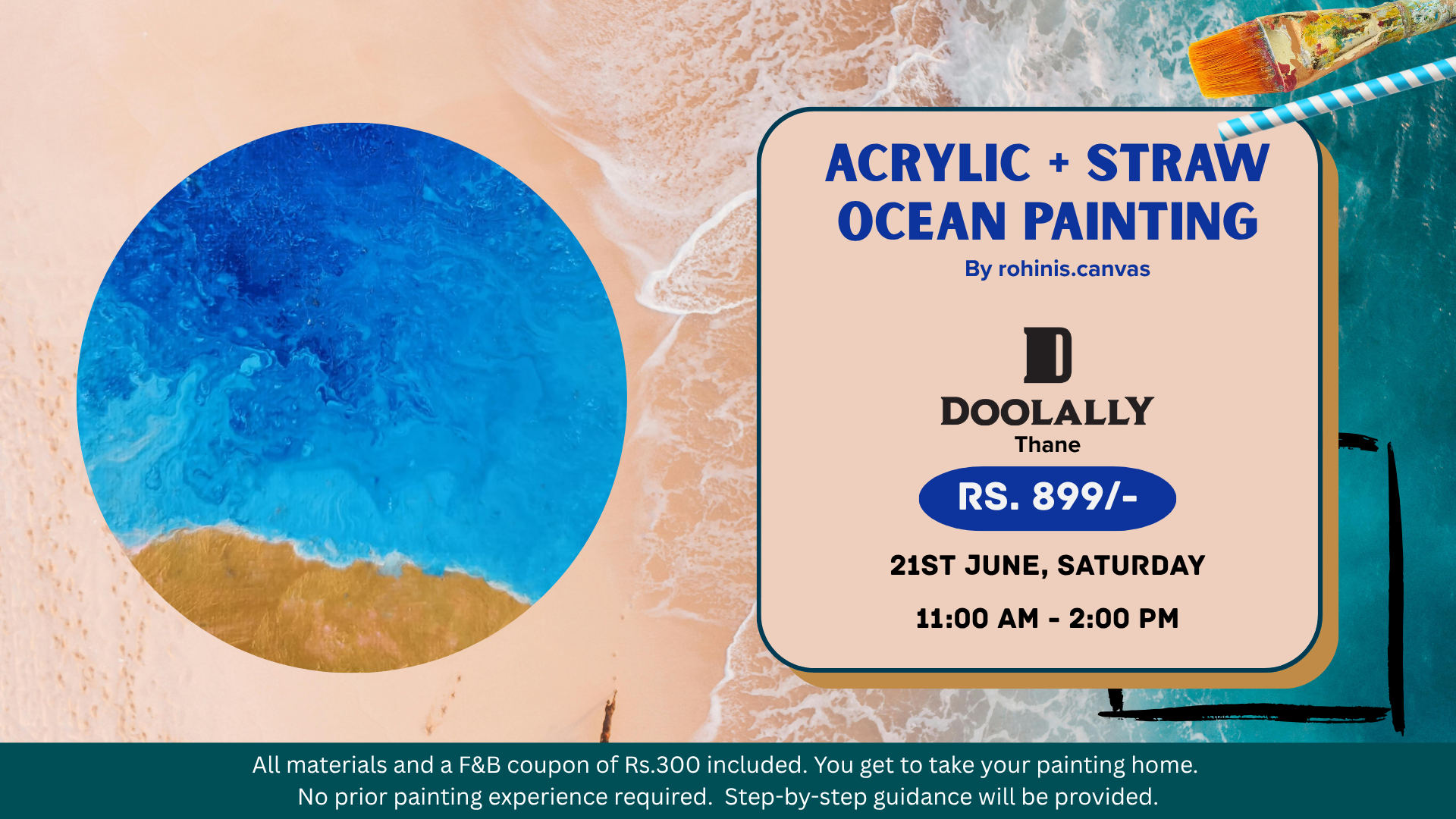 Acrylic + Straw Ocean Painting